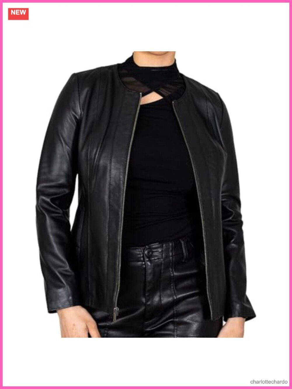 Genuine Lamb Nappa Leather Jacket Women Zip Front Moto Biker Coat
